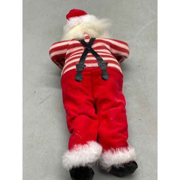 vintage Santa doll figurine bendable painted face red green gloves strips READ - Picture 7 of 10